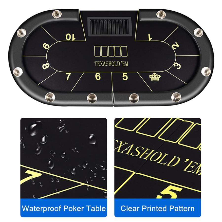匿名配送 折りたたみ式ポーカーテーブル 楕円形 ポーカーテーブル テキサスホールデムポーカーテーブル、アップグレードされたパッド入りレールとステンレススチールカッ 【9517844655】(33942円)