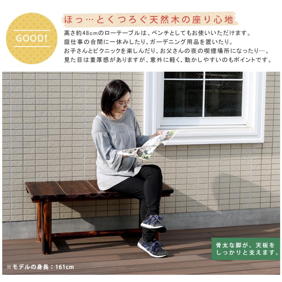 ダークブラウン アウトドアテーブル ウッドテーブル 木製テーブル おすすめ おしゃれ 北欧 庭 幅110cm 奥行55cm 高さ48cm 庭のテーブル 木製机 【VIENTO】