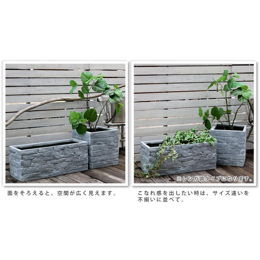 ガーデンプランター 植木鉢 鉢植え グレー ホワイト ベランダ バルコニー おすすめ おしゃれ 幅60.5cm 奥行30.5cm 高さ31cm 鉢カバー 植物 プランターカバーの画像