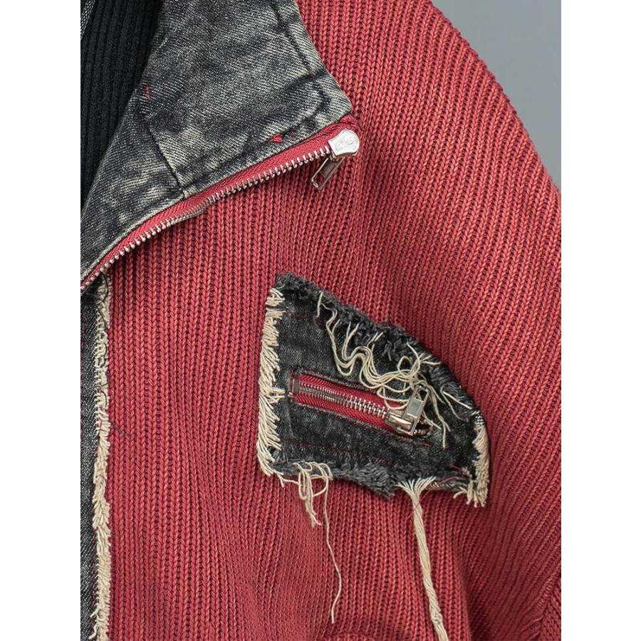 超希少タグ付✨️Levi's MA.KA.MA. リメイク パッチワーク デニム LycoAn】ニット＆デニムパッチワークジャケット /継ぎはぎ