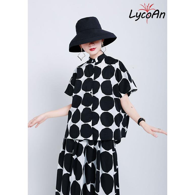 LycoAn】ビッグポルカドットシャツ 水玉/ドット/背中開き : りこあん