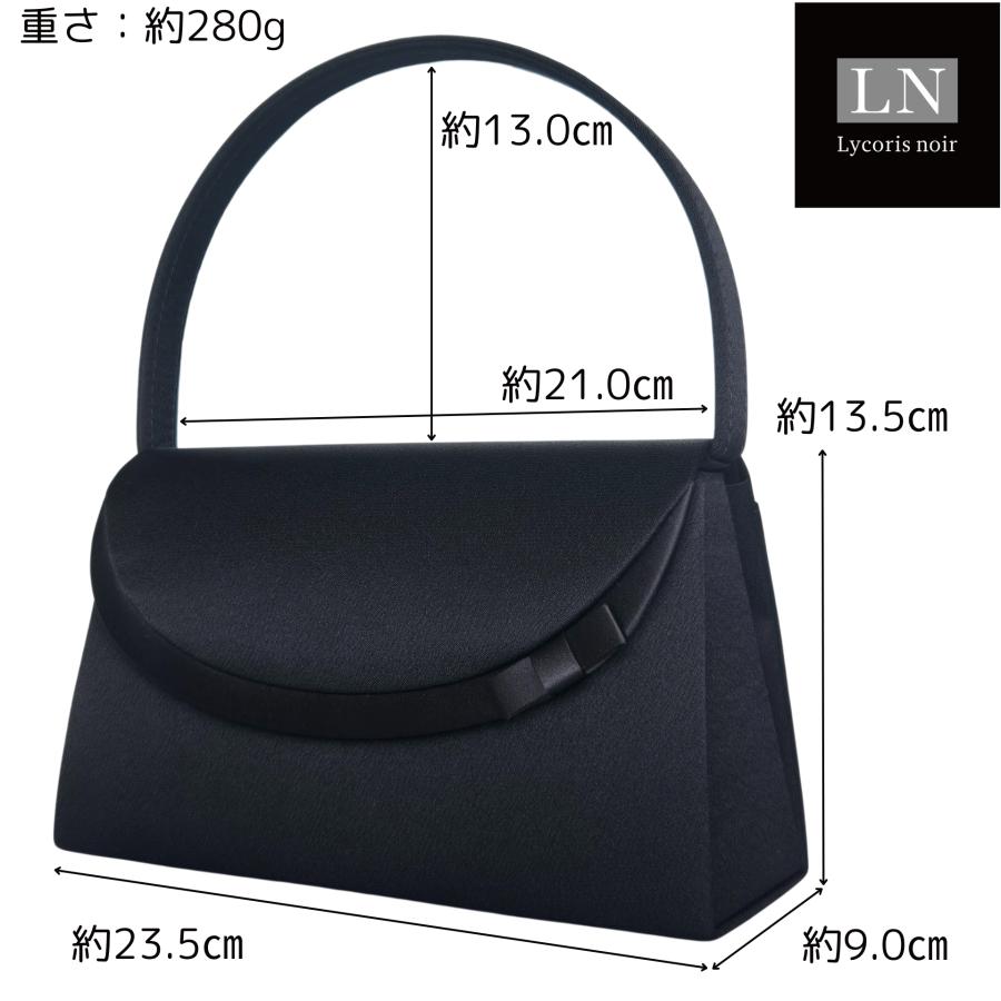 フォーマルバッグ アシンメトリー 小ぶり リボン はっ水 冠婚葬祭 慶弔両用 黒 レディース 母の日 | Lycorisnoir LN-B35 | Lycorisnoir | 03