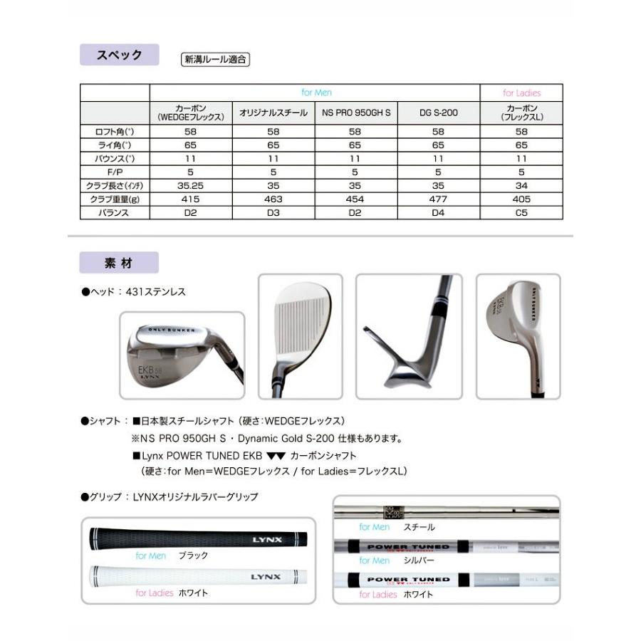 公式] Lynx リンクス ゴルフ EKB 58 ウェッジ バンカー専用 (LYNX