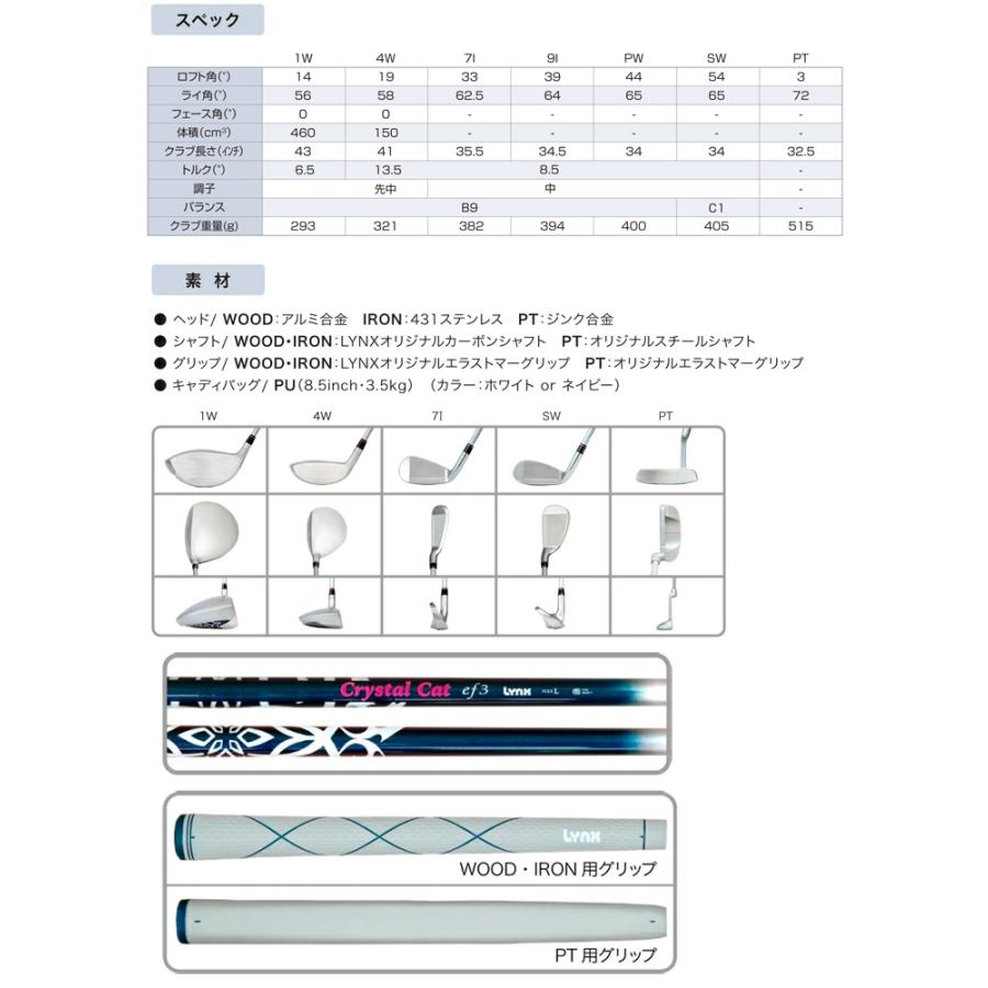 公式] Lynx リンクス ゴルフ CrystalCat ef3 ハーフセット 1W・4W・7I