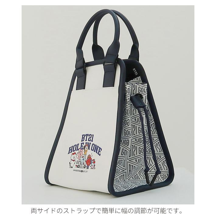 【BT21 GOLF 日本総代理店】 BT21  ビーティーイシビル HOLE IN ONE  ホールインワン ミニ トートバッグ （ホワイト）BT21 GOLF ゴルフの画像