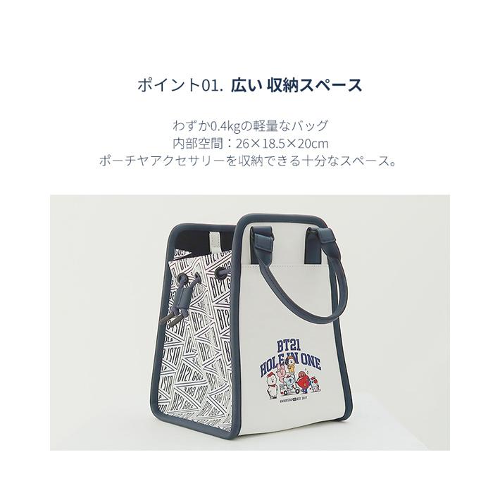 【BT21 GOLF 日本総代理店】 BT21  ビーティーイシビル HOLE IN ONE  ホールインワン ミニ トートバッグ （ホワイト）BT21 GOLF ゴルフの画像