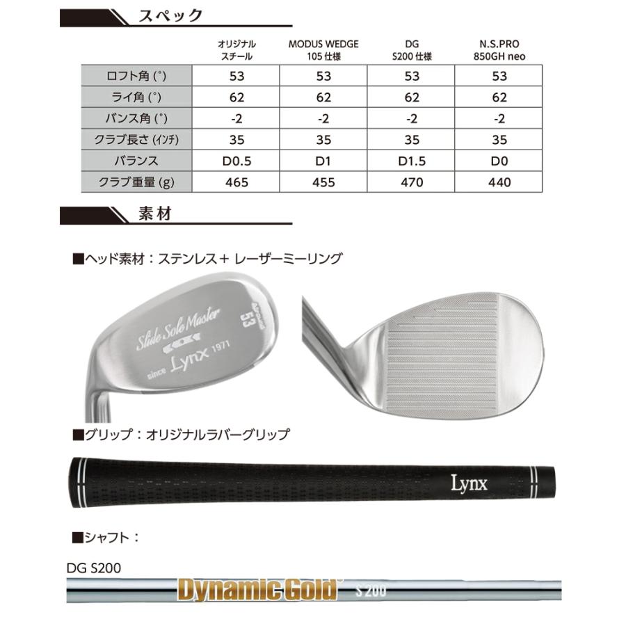 左用 53度】 Lynx リンクス スライドソール マスター ウェッジ