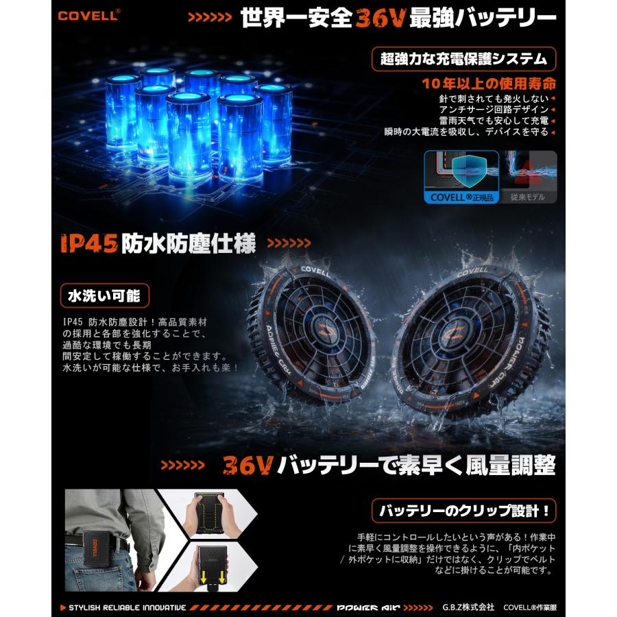 空調冷風服 2026年新商品 空調ベスト 36V超高出力 8V〜36Vまで調整可能