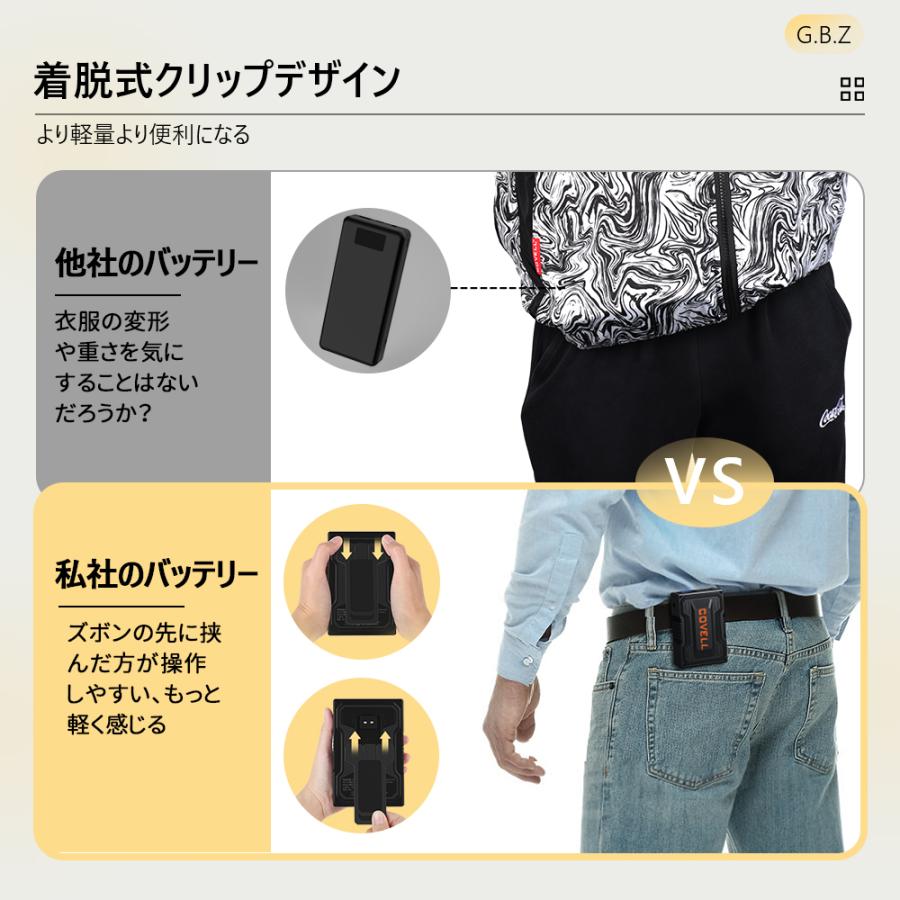 【公式直営店・フルセット 即日出荷】 空調冷風服 2024年最新 30V超高出力 22000mAh 空調ウエア 裏チタン加工 UPF50+ 22000mAh バッテリー プレゼント 作業服｜lyq｜14