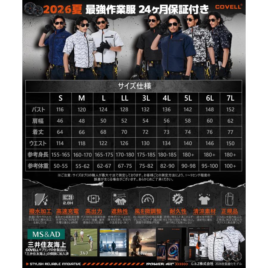 空調冷風服 2026年新商品 空調作業服 36V超高出力 12V〜36Vまで調整