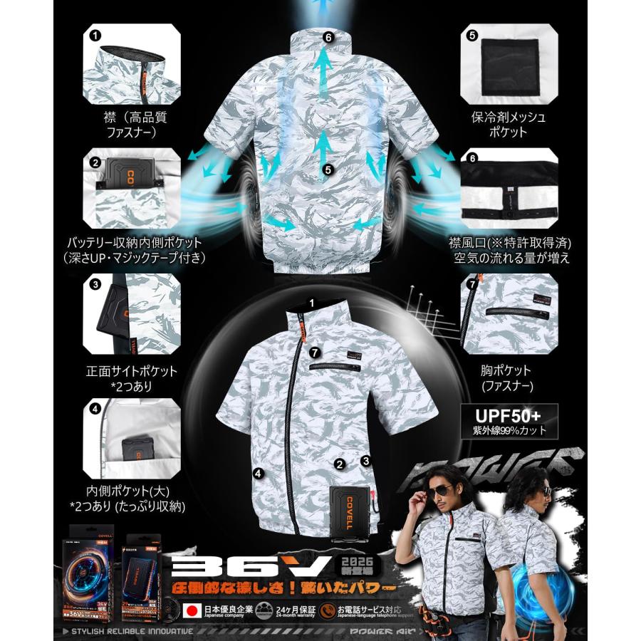 空調冷風服 2026年新商品 空調作業服 36V超高出力 12V〜36Vまで調整