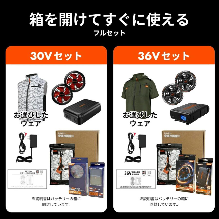 空調冷風服 2026年新商品 空調作業服 36V超高出力 8V〜36Vまで調整可能