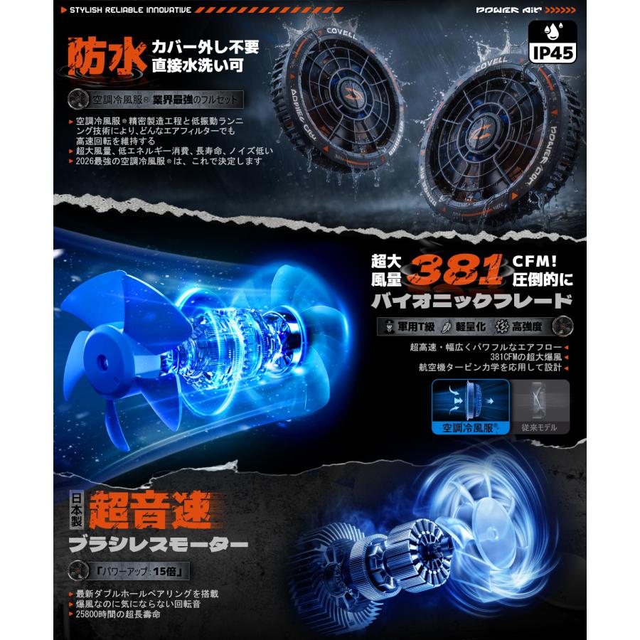 空調冷風服 2026年新商品 空調ベスト 36V超高出力 8V〜36Vまで調整可能