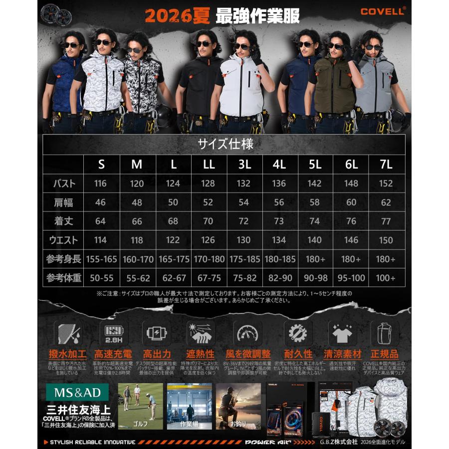【2026新商品・公式直営店】 空調冷風服 UVカット ポリエステル アルミコーティング加工  通気 速乾 汗臭を抑える 撥水加工 服のみ COVELL 【G1/G2/G3】 |  | 04