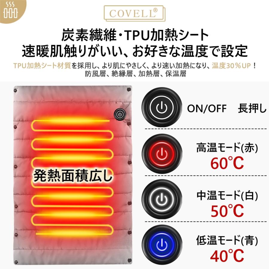 COVELL ホットマット バッテリーなし usb 一人用 ミニ 52x38cm 電気マット 足元 折りたたみ 省エネ ホットカーペット ひざ掛け 温熱シート アウトドア｜lyq｜05