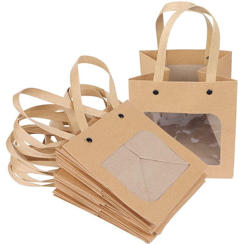 クラフト紙袋 ギフトバッグ ラッピング袋 手提げ袋 10枚セット おしゃれ ラッピング 透明窓付き 角底袋 厚手 無地 耐久性 結婚式 お見 L Y S Shop 通販 Yahoo ショッピング