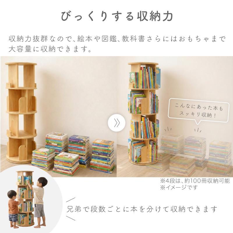 （レビュー投稿で2年保証） ライシン 回転式本棚 2段 3段 4段 5段 A4 図鑑 絵本 子ども 回転 本棚 |  | 08