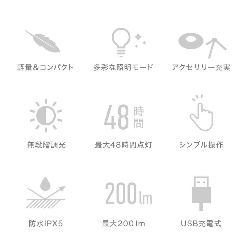 （レビュー投稿で1年保証） ライシン LED ランタン ミニ サイズ USB 充電式 フルセット 防水規格 IPX5 1個 |  | 03