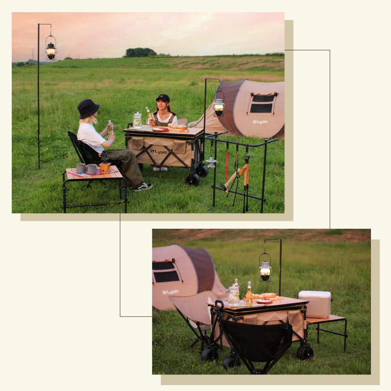 ライシン ランタンスタンド ランタンポール 打ち込み 軽量 高さ調節 2WAY ライシンのアウトドアワゴン Eシリーズ に取付可 収納袋付属 |  | 13