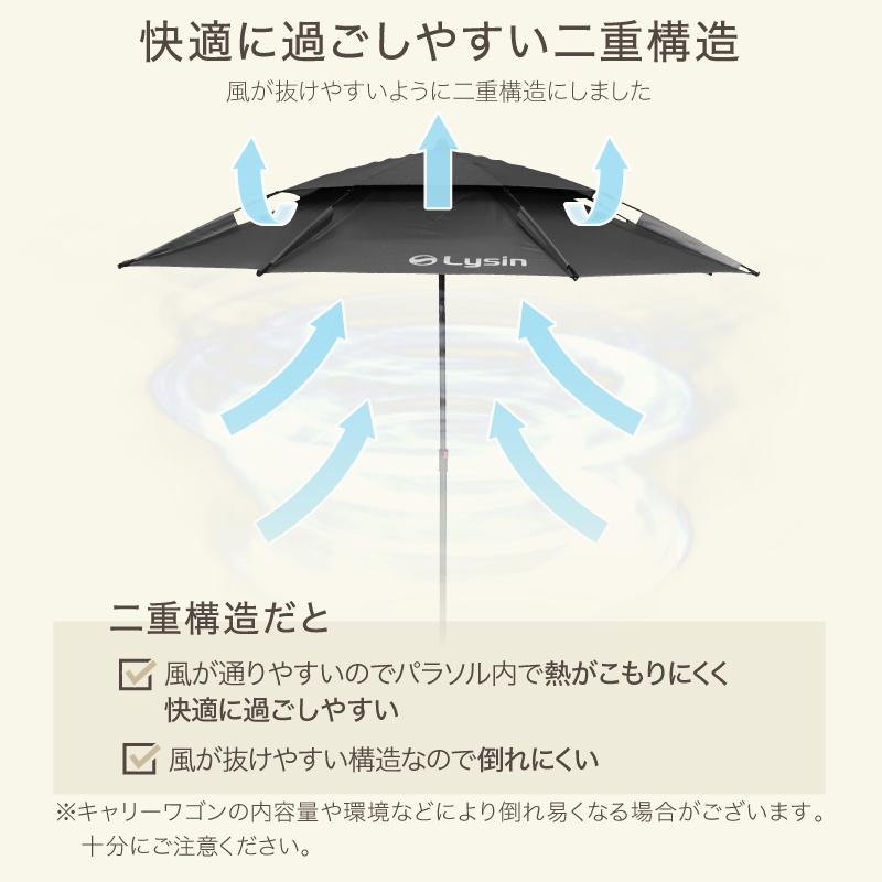 ライシン キャリーワゴン Eシリーズ 専用 パラソル アウトドア 3段階 高さ調節 角度調節 収納袋 付き |  | 07
