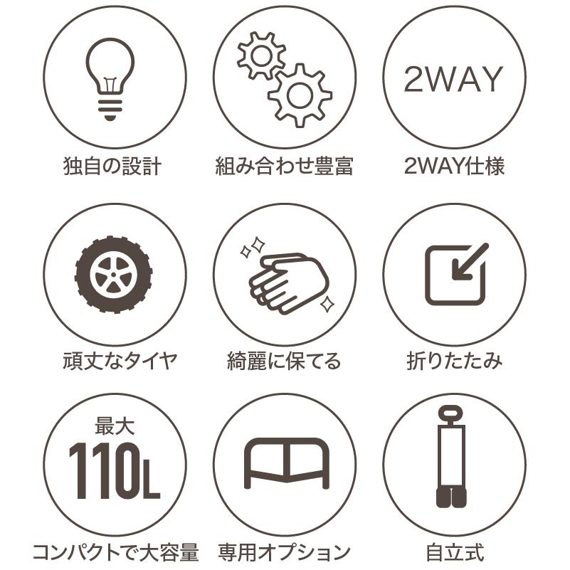 （レビュー投稿で2年保証） ライシン アウトドアワゴン 最大110L 拡張機能 キャリーワゴン Eシリーズ キャリーカート ミニ 折りたたみの画像