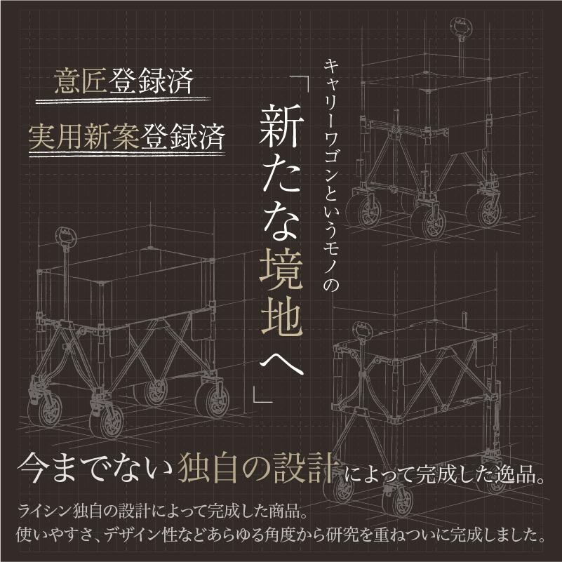 （レビュー投稿で2年保証） ライシン アウトドアワゴン 最大110L 拡張機能 キャリーワゴン Eシリーズ キャリーカート ミニ 折りたたみの画像