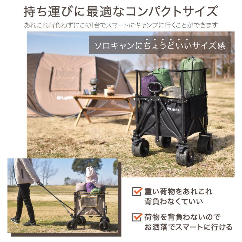 （レビュー投稿で2年保証） ライシン アウトドアワゴン 最大110L 拡張機能 キャリーワゴン Eシリーズ キャリーカート ミニ 折りたたみの画像