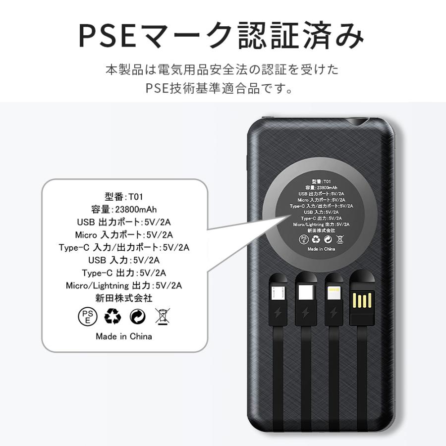 モバイルバッテリー 大容量 軽量 ソーラー充電器 急速充電 23800mAh 5