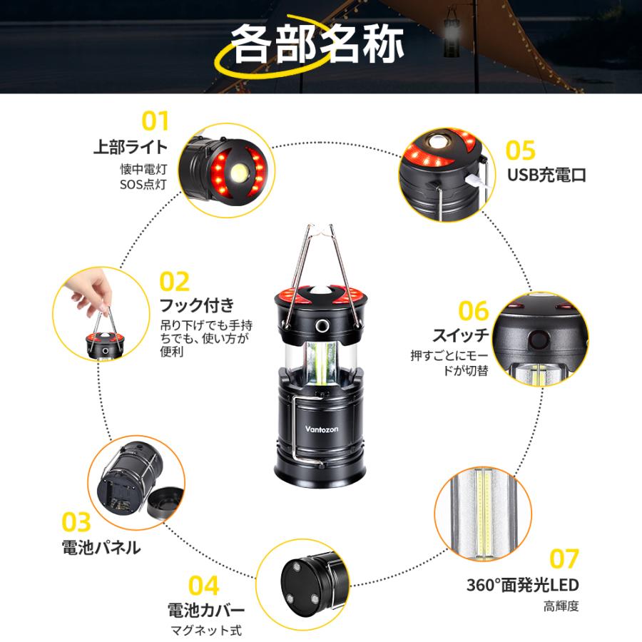LEDランタン 超高輝度 電池式・充電式両対応 防水 手提げ 多機能 伸縮