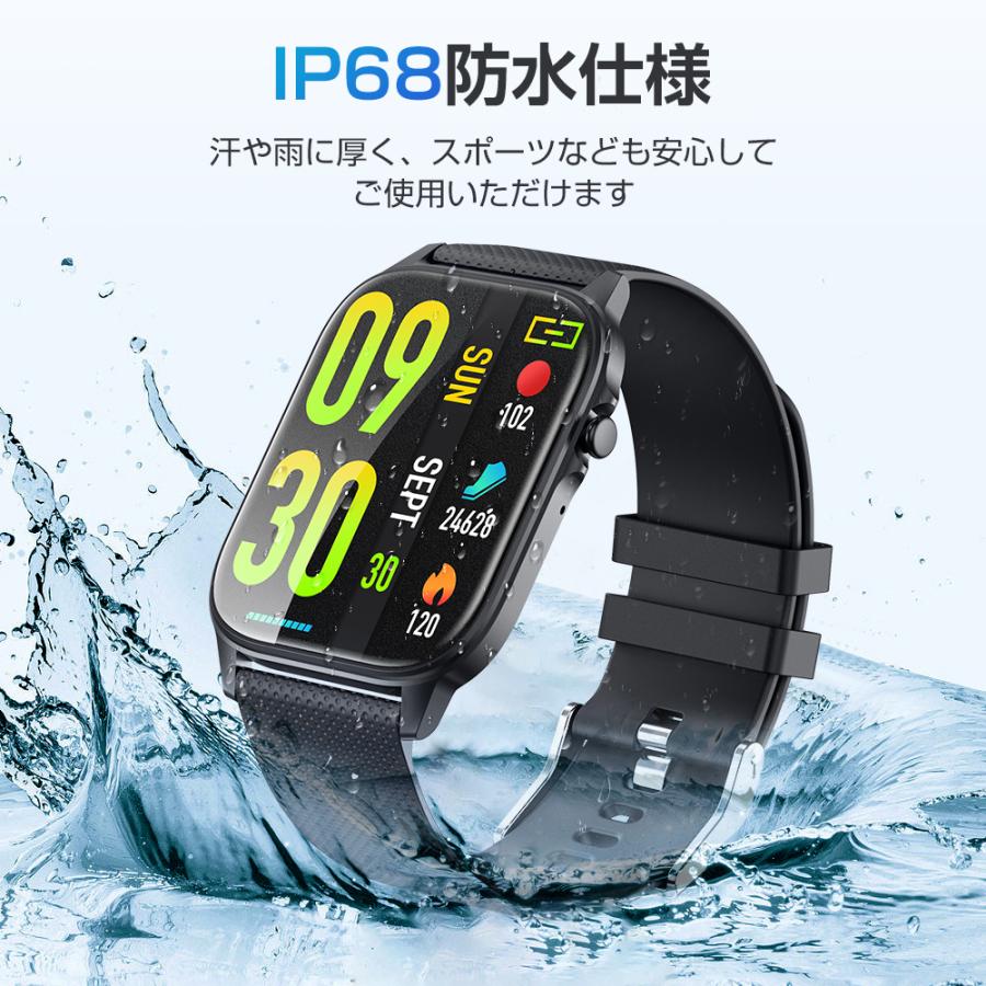 スマートウォッチ 通話機能 日本製センサー 1.9インチ血中酸素 着信通知 Bluetooth5.3 IP68防水 iPhone Android対応｜lzgp｜16