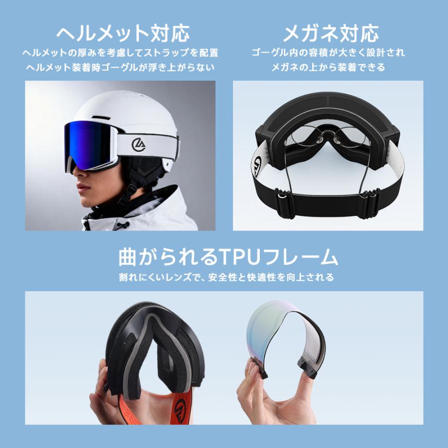 スキーゴーグル メンズ レディース メガネ ヘルメット対応 広視野