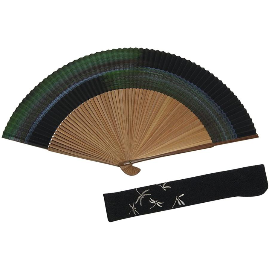 公式 京扇子 霞柄 黒 60本骨 京都職人 手作り 扇子 蜻蛉 刺繍 扇子袋付き 桐粧箱入り 無料長期保証 Mercurytechnologies Mn Com