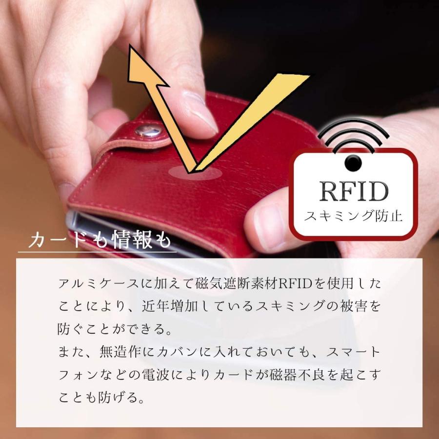 Dom Teporna ミニ財布 カードケース スキミング防止 ハードケース メンズ 薄型 磁気防止 RFID 牛革 小さい 財布 ミニ イ 定番