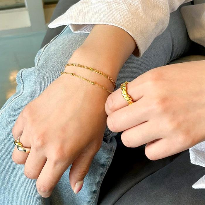 ブレスレット レディース シルバー925 18K チェーン 重ね付け 30