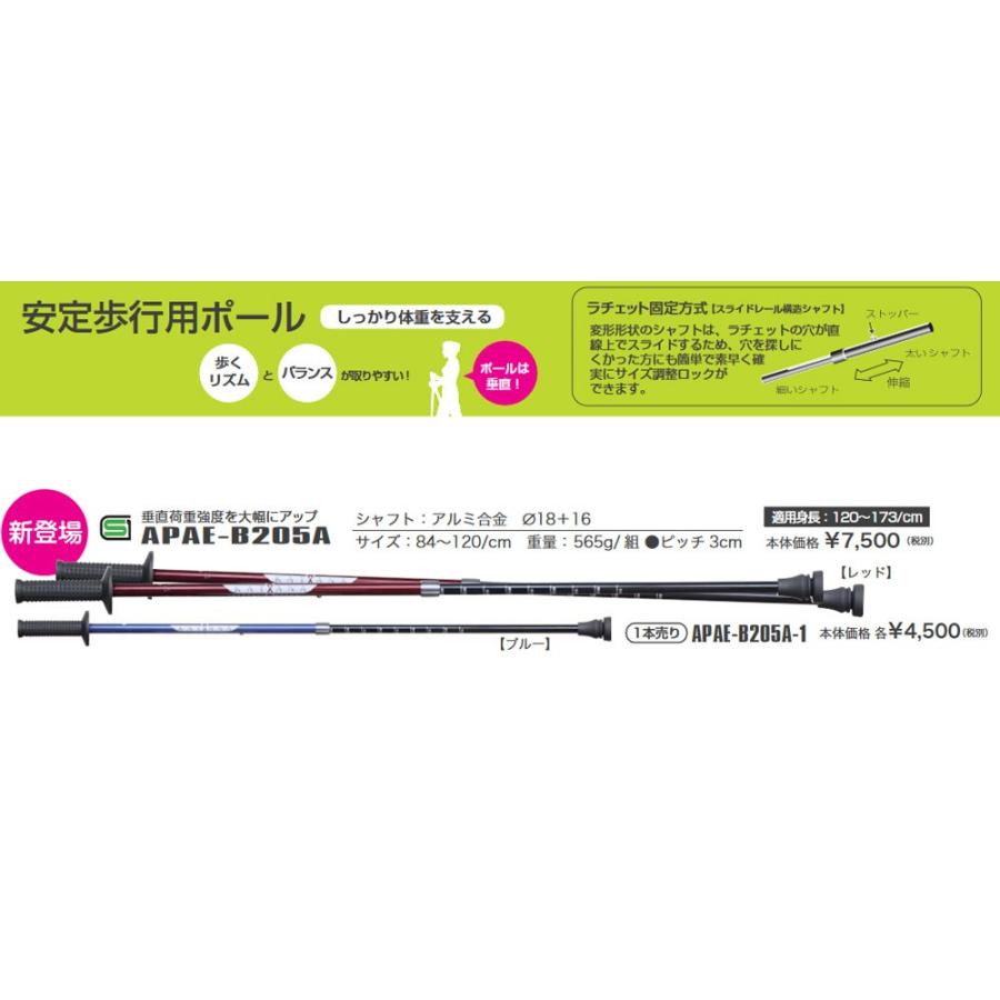 84cm〜120cm KIZAKI キザキ 垂直荷重強度 安定歩行用ポール 1本売り ノルディックポール ノルディックウォーキング 登山 APAE-B205A-1｜m-and-agency｜02