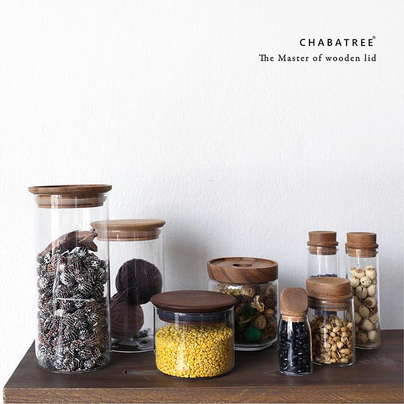 3種セット】CHABATREE チャバツリー コロン ガラス ジャー 木製フタ