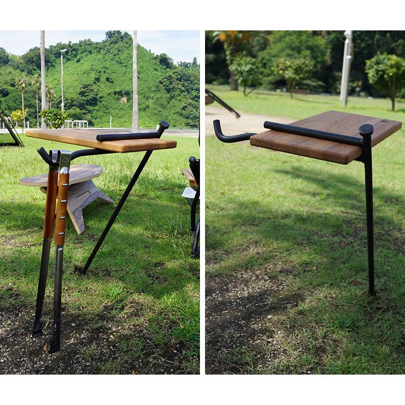 地面打ち込み サイドテーブル キャンプオーパーツ アイアン×タモ集成材