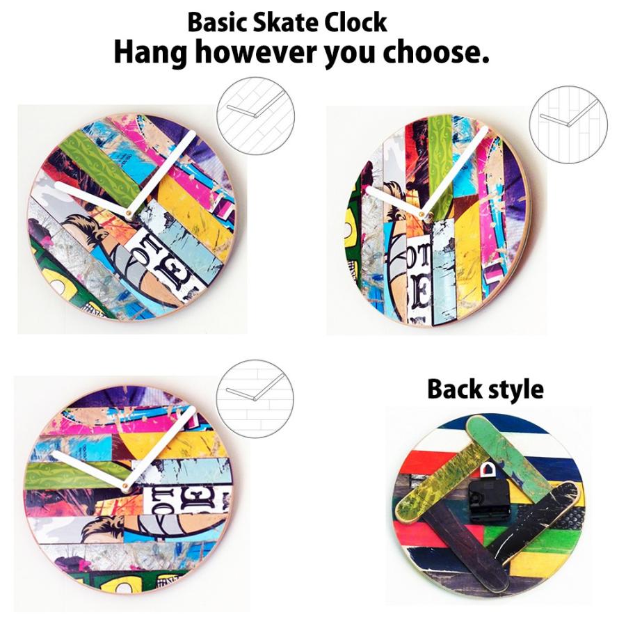 BASIC SKATE CLOCK ベーシック スケート クロック １点物 インテリア 額縁 置物 おしゃれ グッズ 壁掛け 時計 雑貨 木製 ショップ リビング 棚 ラック デスク｜m-and-agency