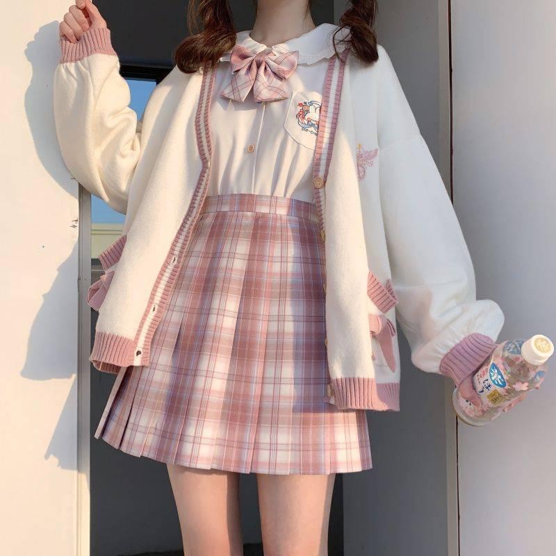 21春夏新色 セーラー服 スカート 制服 長袖シャツ コスプレ プリーツ 蝶結び ネクタイ スクールカーディガン 4点セット Jk制服 高校生 学生服 可愛い Sarozambia Com