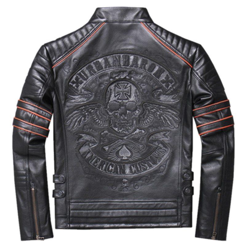 人気絶頂 スカル ドクロ バイク レザー ジャケット 高品質 カッコイイ 刺繍入り 上層牛革 100 本革 革ジャン サイズ選択可 海外輸入 Dp3akb Jatengprov Go Id
