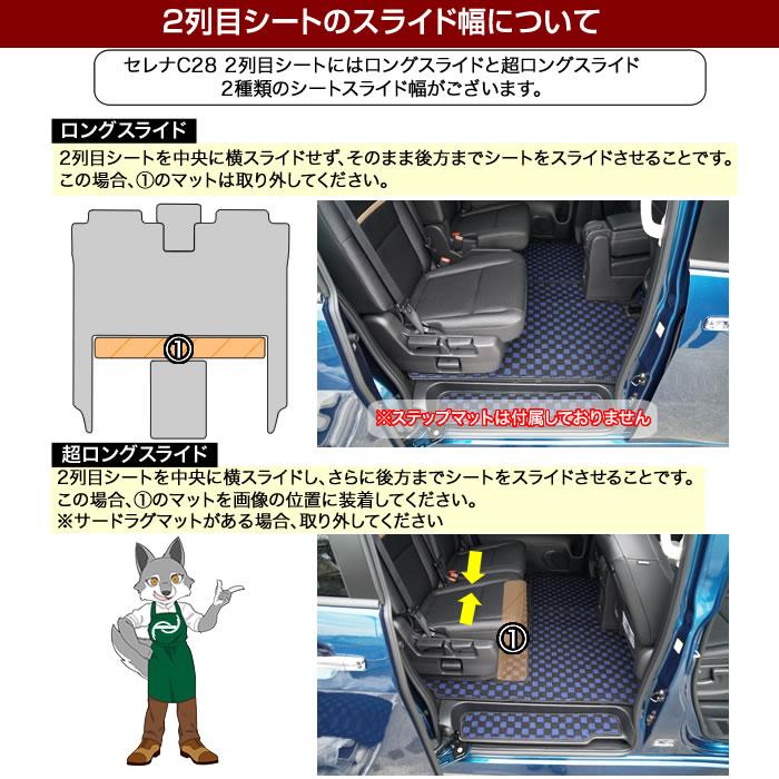 セレナ C28 専用 e-power ガソリン車 フロント通路 セカンドラグマット 2列目通路 R1000シリーズ ( スポーティ )｜m-artigiano｜08