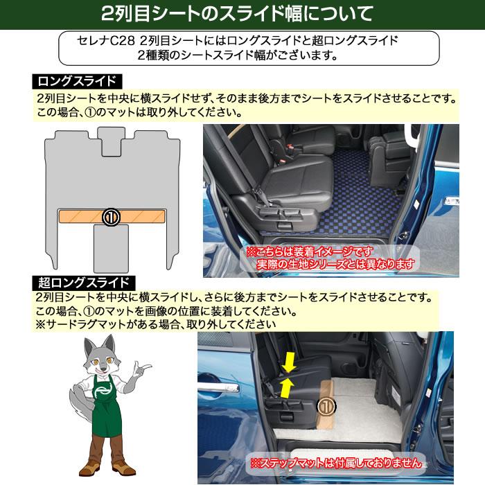 セレナ C28 専用 e-power ガソリン車 フロント通路 セカンドラグマット 2列目通路 C2000シリーズ ( NEWプレミアム )｜m-artigiano｜08