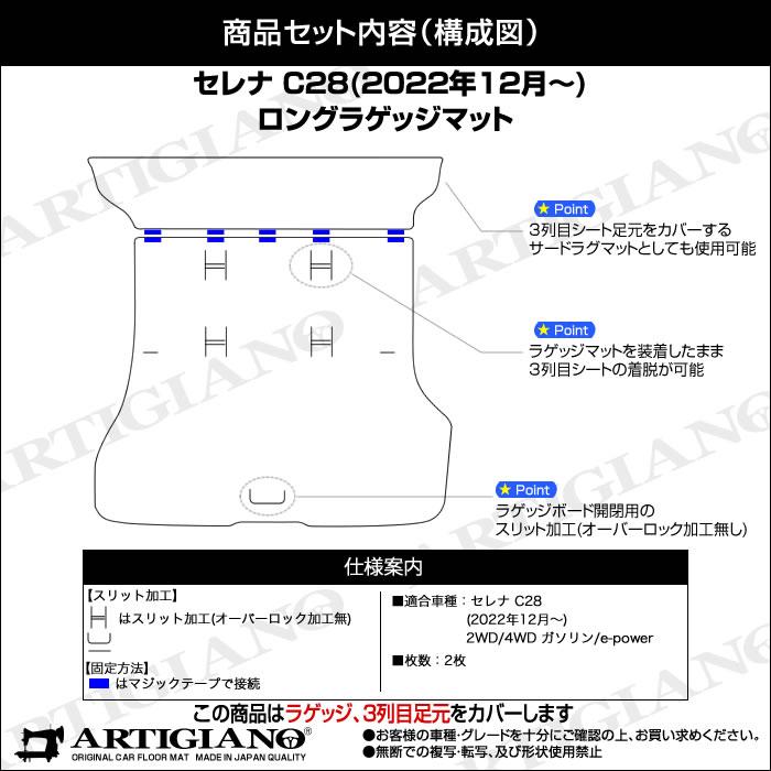 セレナ　C28　e-power　防水　撥水　ガソリン車　ロングラゲッジマット　ラバー製　ゴム