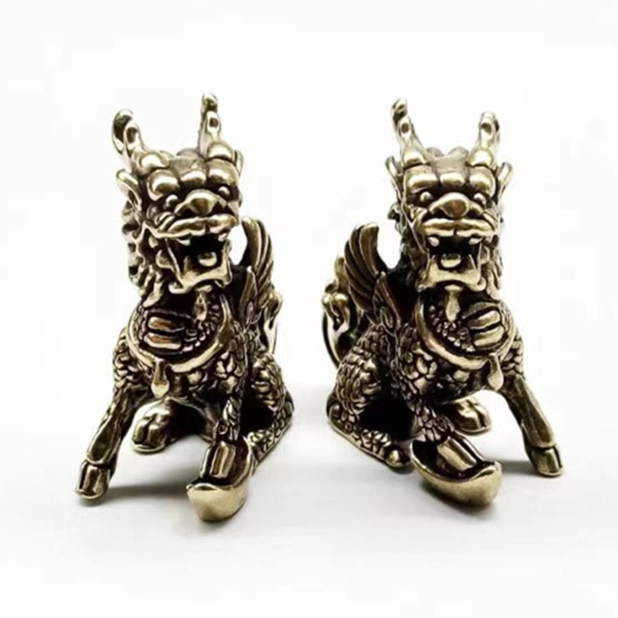 麒麟 キリン 霊獣 真鍮 銅製 ミニ 福を招く 風水 グッズ 魔除け 平和