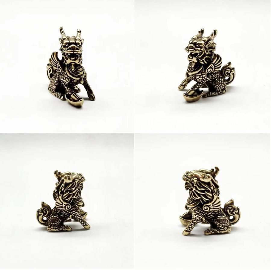 麒麟 キリン 霊獣 真鍮 銅製 ミニ 福を招く 風水 グッズ 魔除け 平和