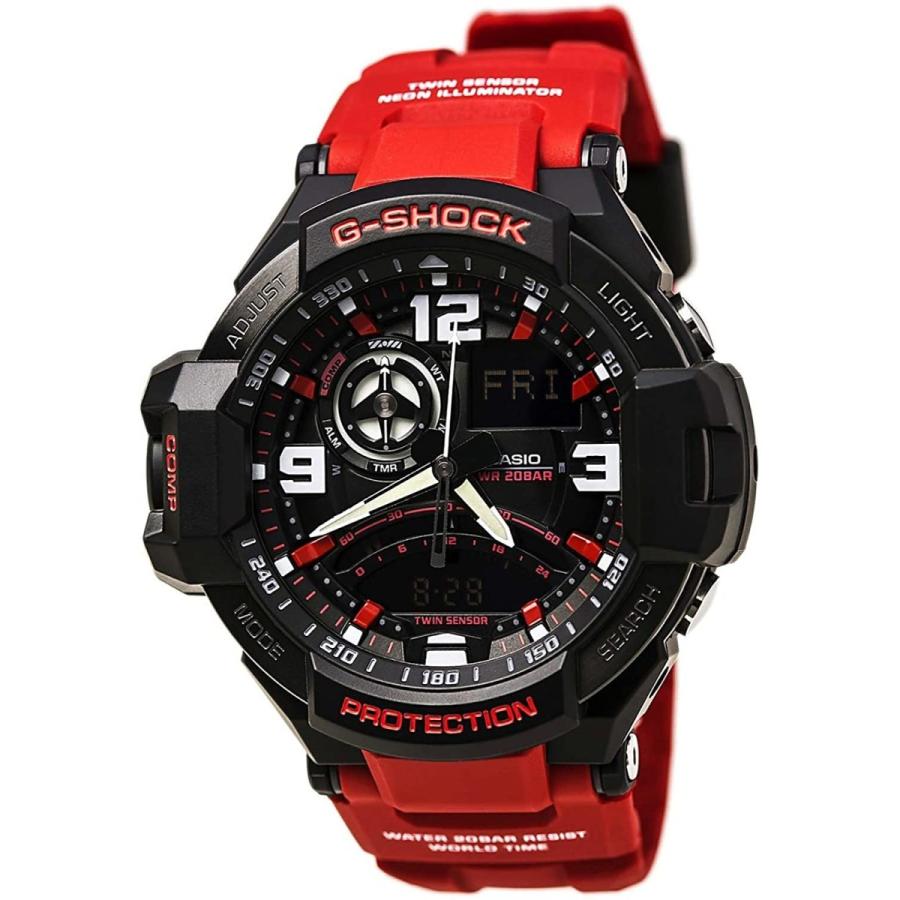 【ラッピング無料】 Black Aviation G-Shock Casio Dial GA1000-4B　並行輸入品 Watch Men's Quartz Resin Red その他メンズアクセサリー