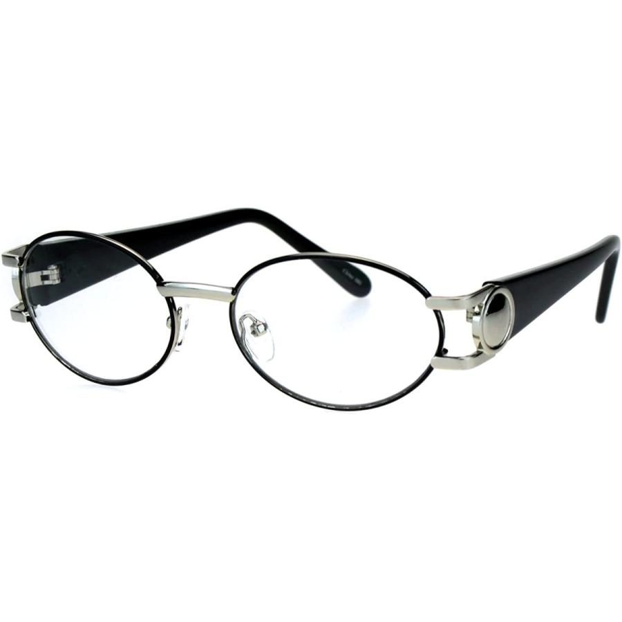 良質  SA106 メンズ シルバーブラック　並行輸入品 ワンサイズ 豪華な90年代のギャングラッパーOGオーバルクリアレンズのメガネ その他財布、帽子、ファッション小物