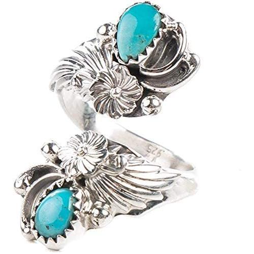 大注目 Tskies スターリングシルバー 天然ターコイズストーンリング レディース ネイティブアメリカン サイズ調整可能 並行輸入品 その他財布 帽子 ファッション小物 qhema Com