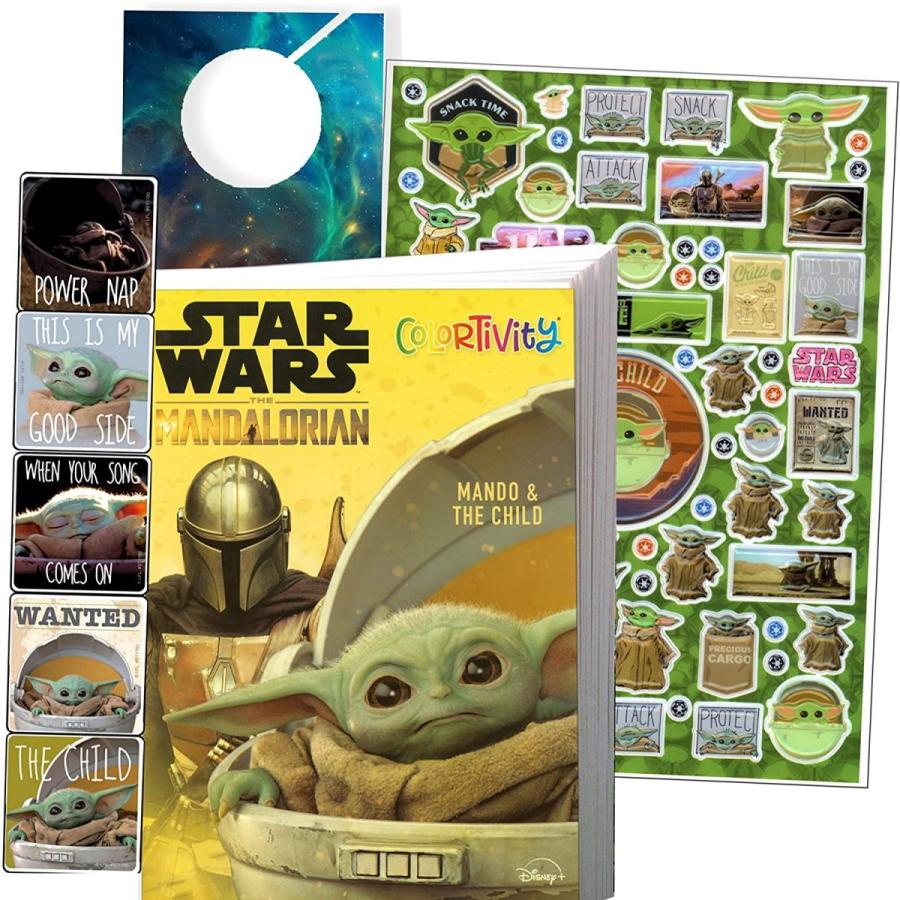 絶妙なデザイン Star Wars Mandalorian Coloring Book Set with Baby Yoda Stickers and Specialty Door Hanger(Star Wars Classic)　並行輸入品 その他おもちゃ
