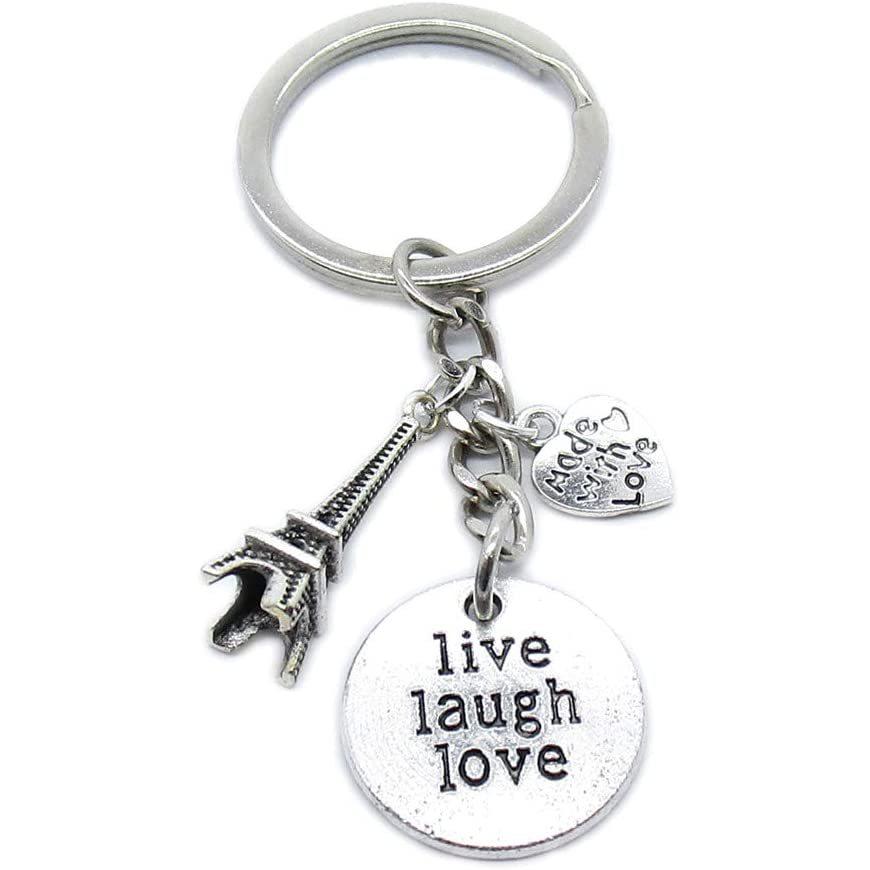 【最安値挑戦！】 Love Live Laugh Sign Tag TR5O7X Suppliers Charms Clasps Jewellery Keyring Keychain Pieces 50 with Eiffel　並行輸入品 Tower Made その他財布、帽子、ファッション小物